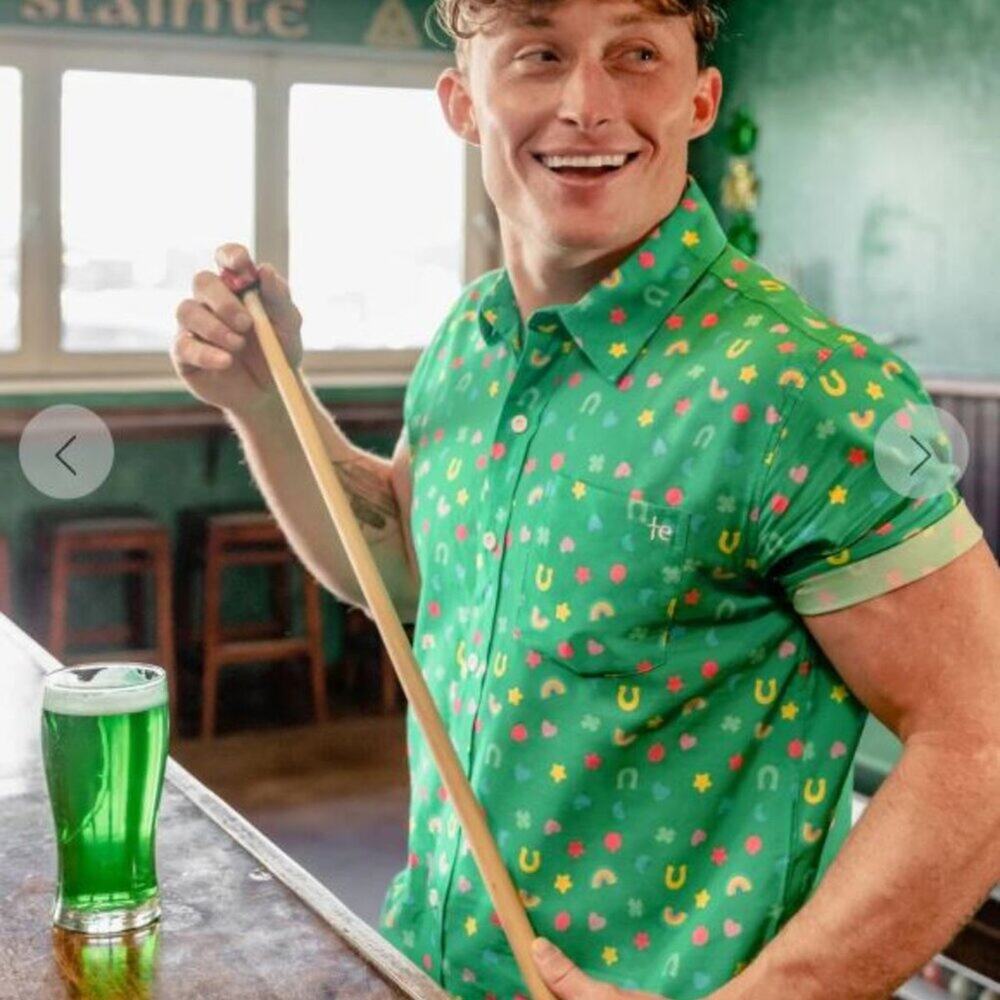 Tipsy Elves Men's Lucky Charmer Button Down Shirt St. Patrick's Patty Day Medium - Picture 9 of 9